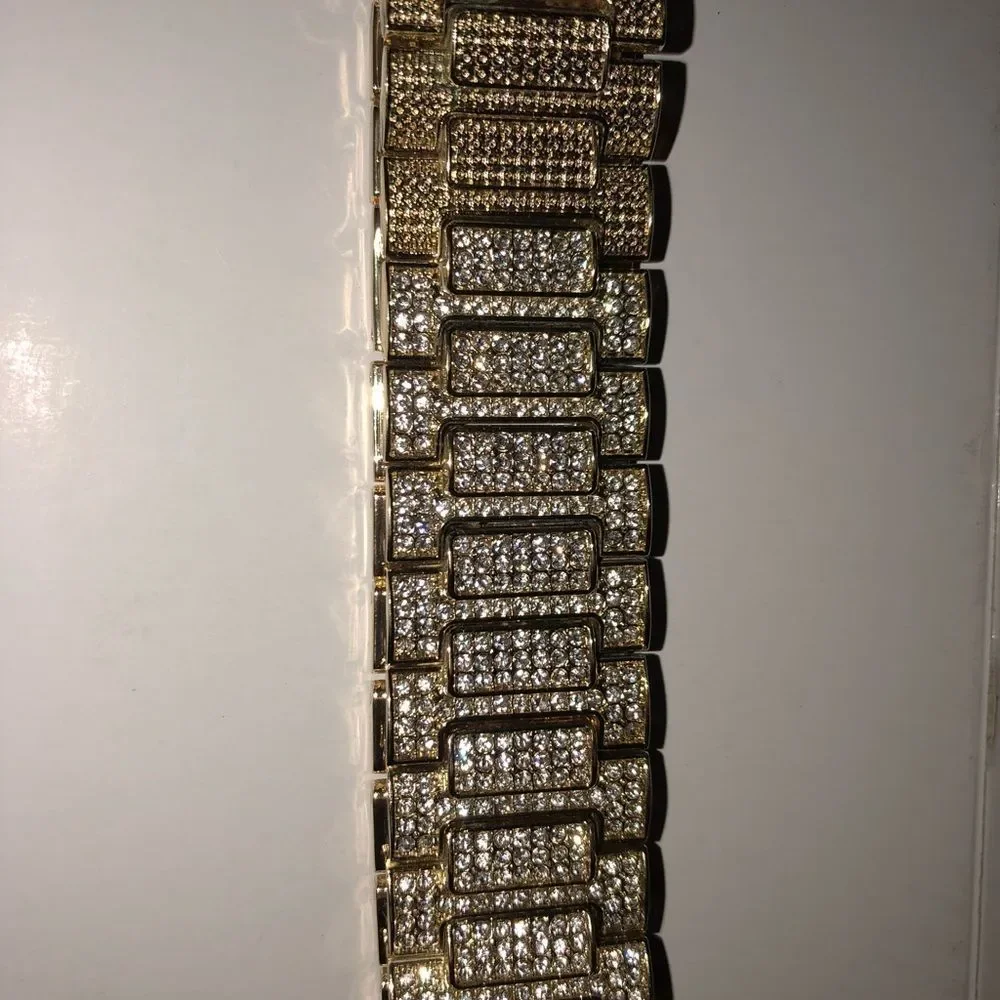 New ICED OUT Micro Pave 14K Gold Mens Bracelet - Picture 2 of 4